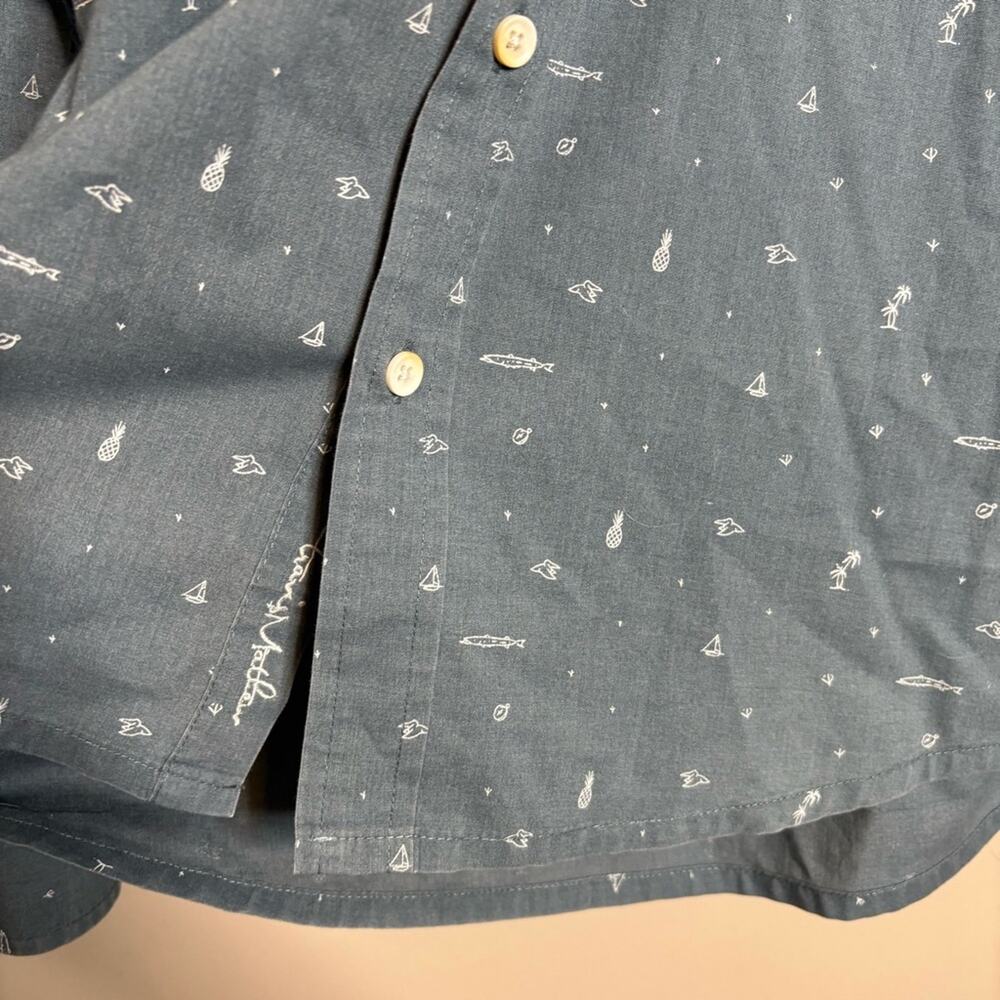 Travis Mathew Long Sleeve Button Shirt Blue Tropical Pineapple Blue Size Small - Picture 2 of 7